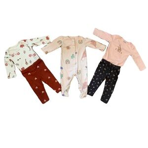 2 Carter's Baby Sets & 1 Sleeper I Long Sleeve I Pink Multiple I Size 9 Mos